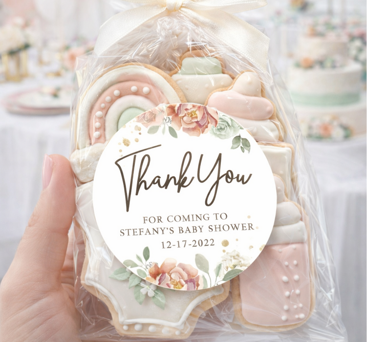 French Floral Baby Shower Stickers