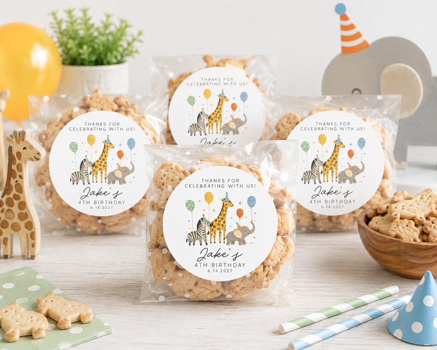 Modern Safari Birthday Party Favor Stickers