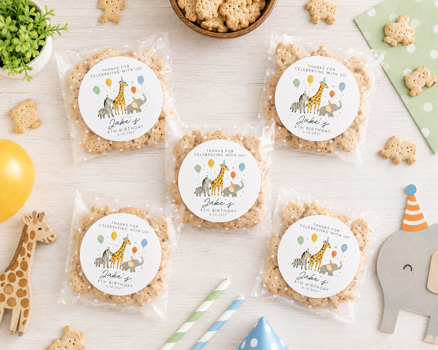 Modern Safari Birthday Party Favor Stickers