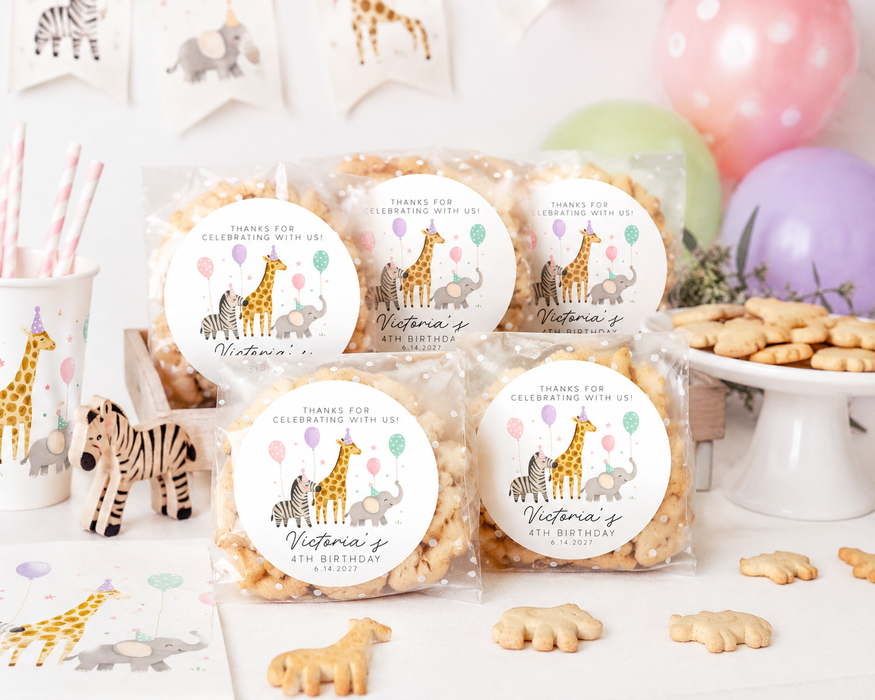 Modern Safari Birthday Party Favor Stickers