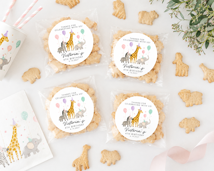 Modern Safari Birthday Party Favor Stickers