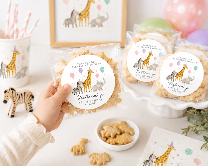 Modern Safari Birthday Party Favor Stickers