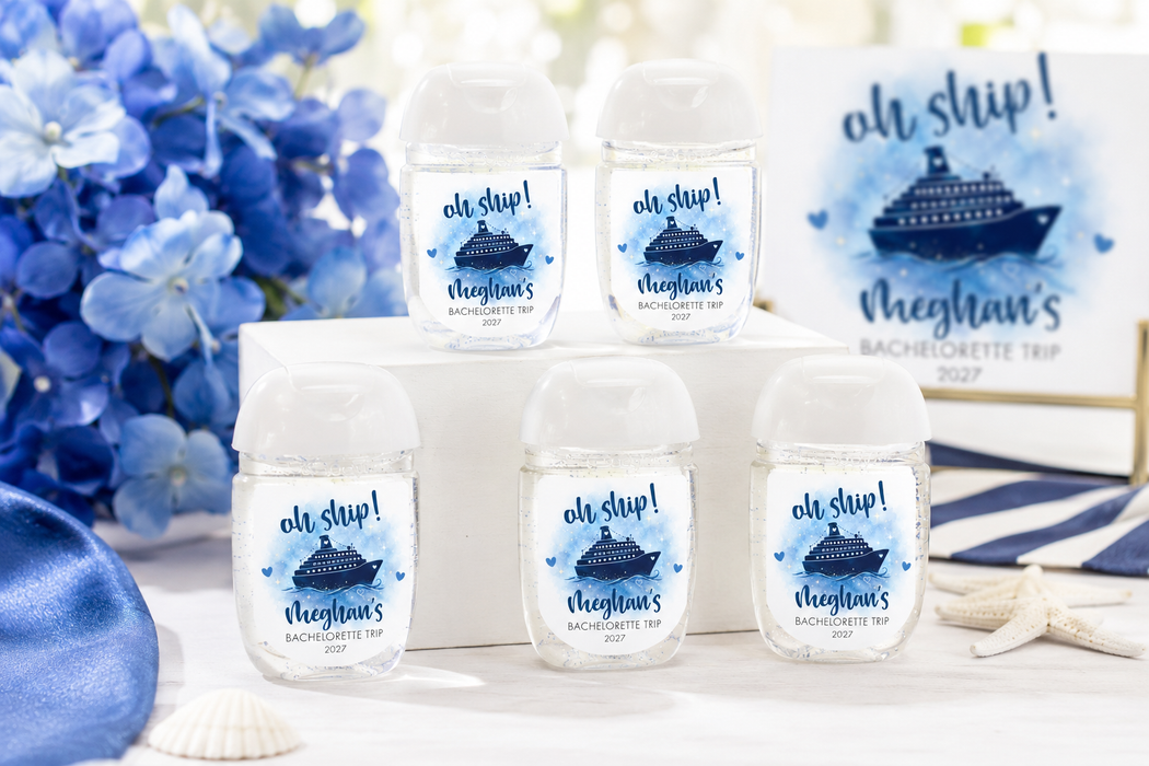 Oh Ship Cruise Bachelorette Party Hand Sanitizer Label