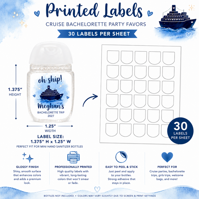 Oh Ship Cruise Bachelorette Party Hand Sanitizer Label