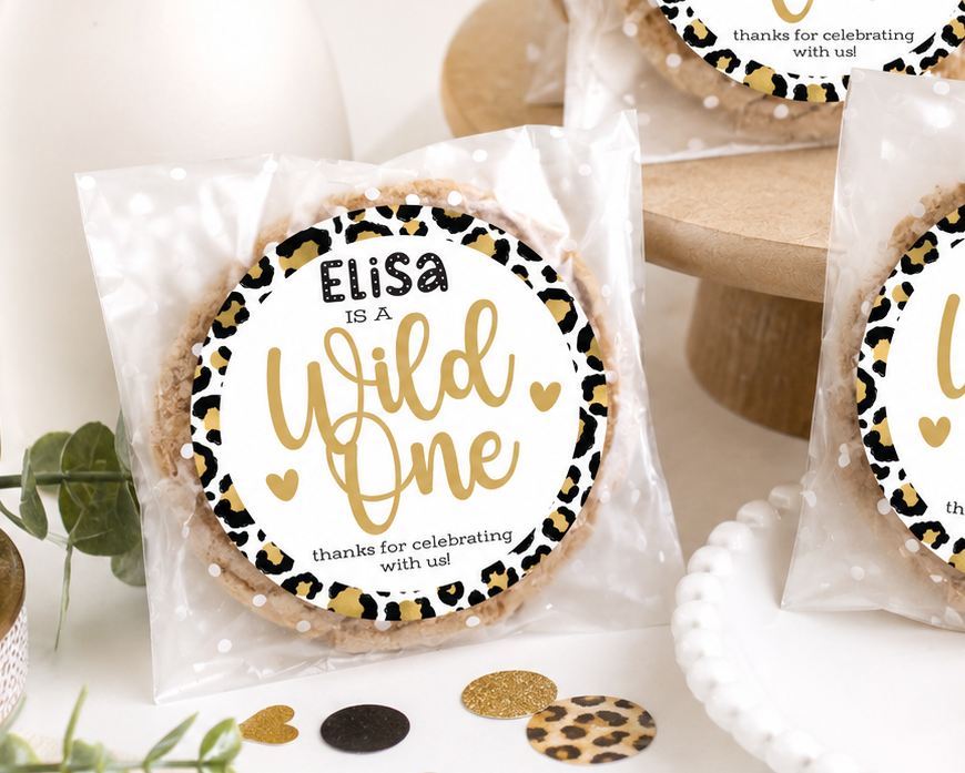 Leopard Wild One Birthday Stickers