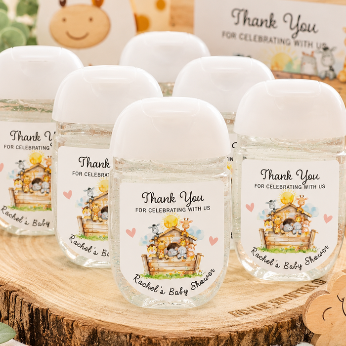 Noah's Ark Baby Shower Sanitizer Label
