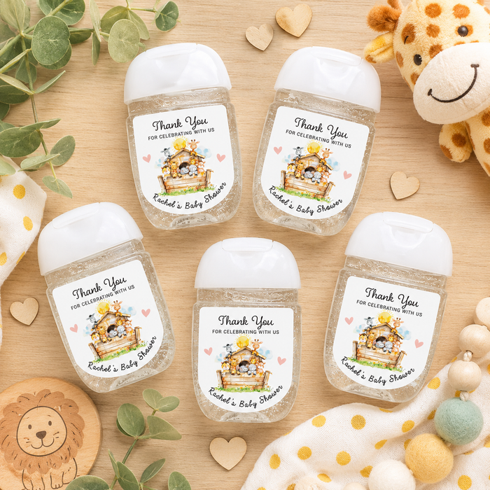 Noah's Ark Baby Shower Sanitizer Label