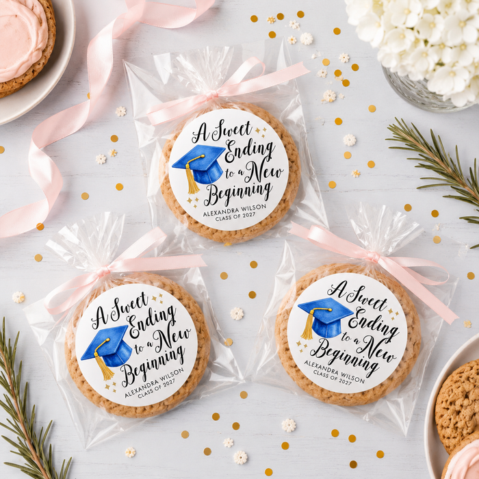A Sweet Ending to a New Beginning Graduation Stickers