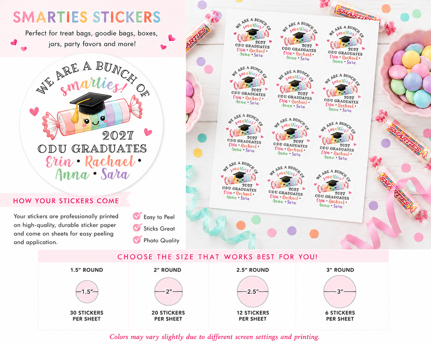 Graduation Smarties Stickers