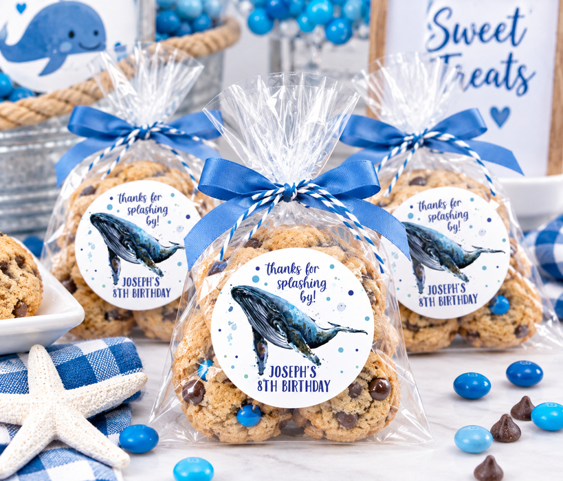 Whale Birthday Party Stickers