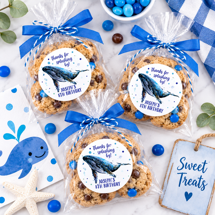 Whale Birthday Party Stickers