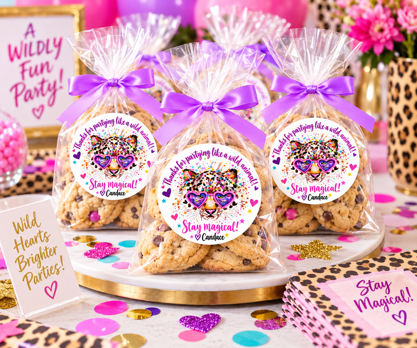 Wild Animal Birthday Favor Stickers