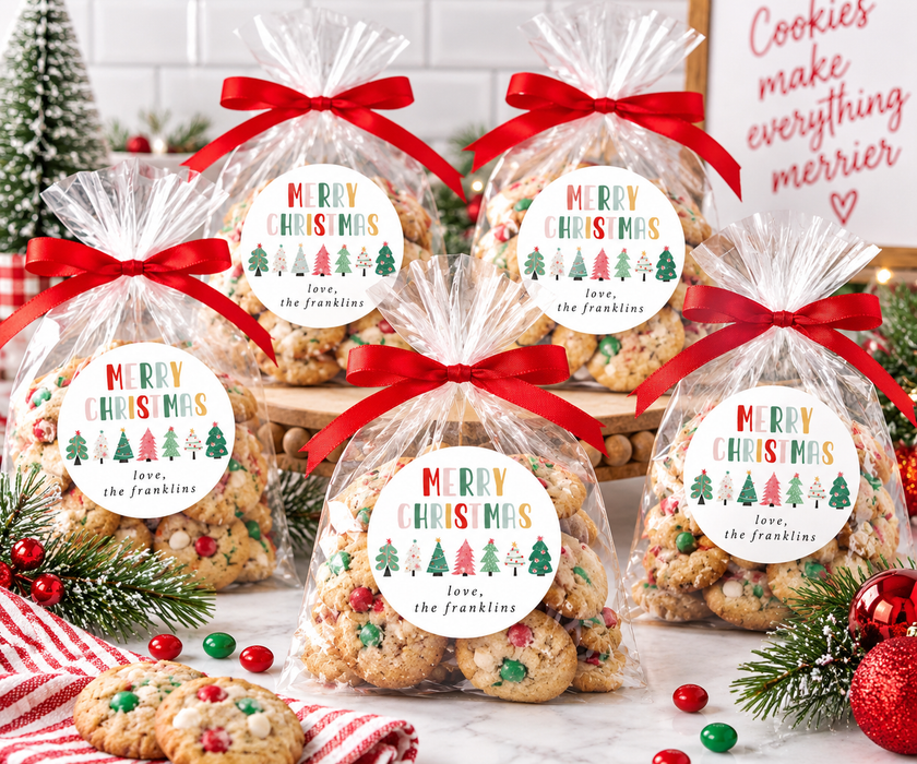 Fun Little Trees Merry Christmas Stickers