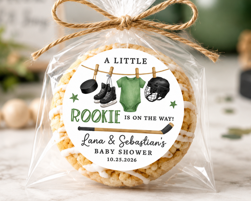 Little Rookie Hockey Baby Shower Stickers