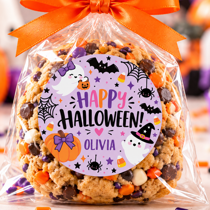 Purple Happy Halloween Favor Stickers