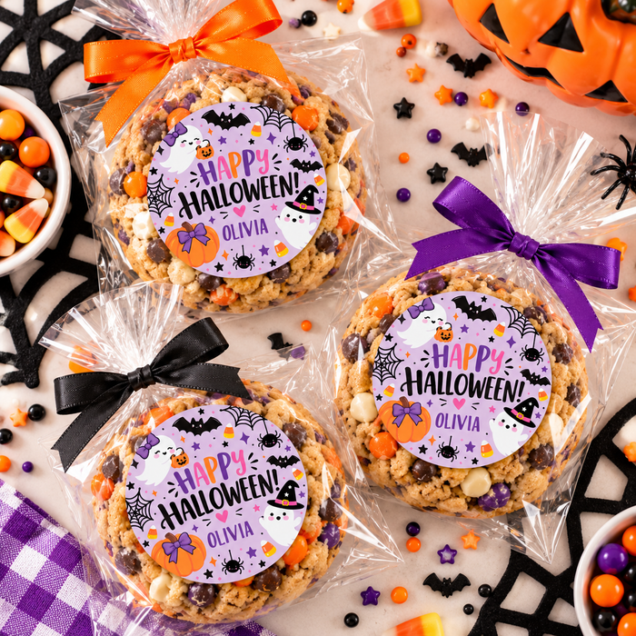 Purple Happy Halloween Favor Stickers