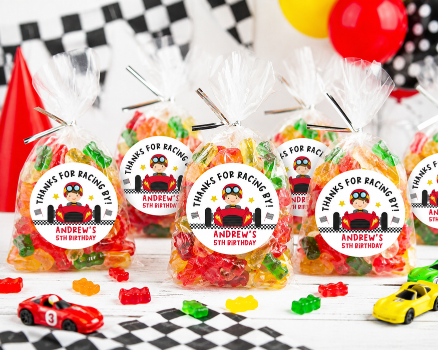 Boy Race Car Birthday Favor Stickers