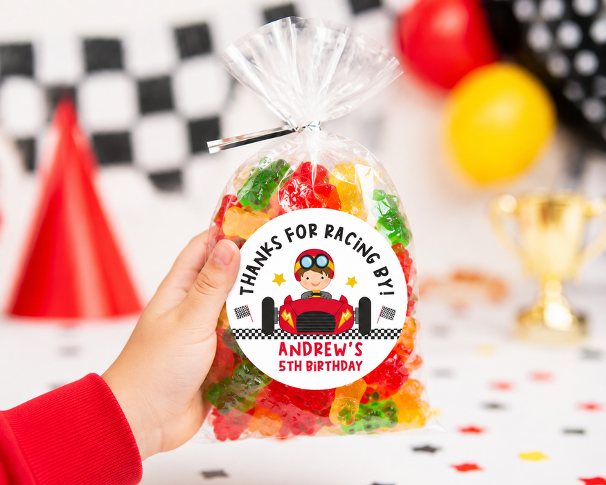 Boy Race Car Birthday Favor Stickers