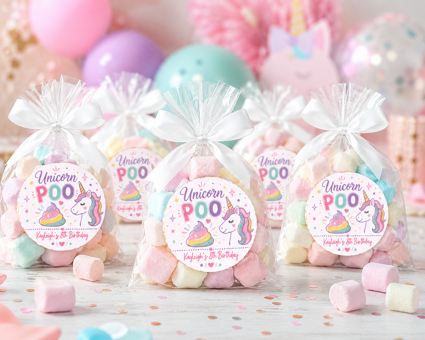Unicorn Poo Birthday Stickers