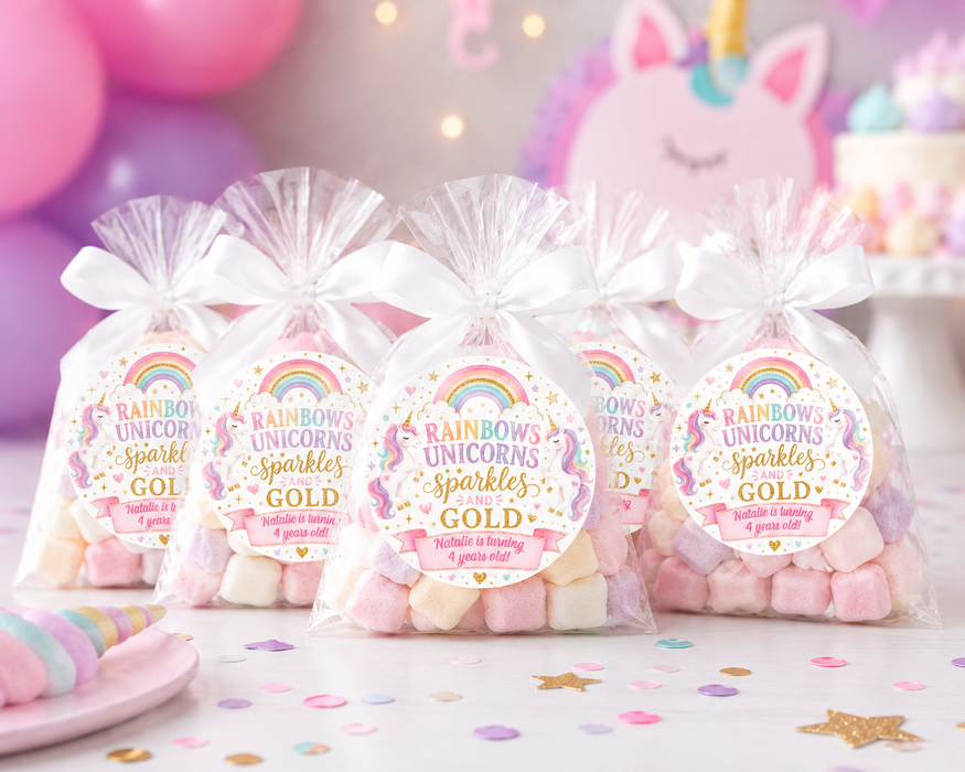 Rainbow Unicorn Birthday Stickers
