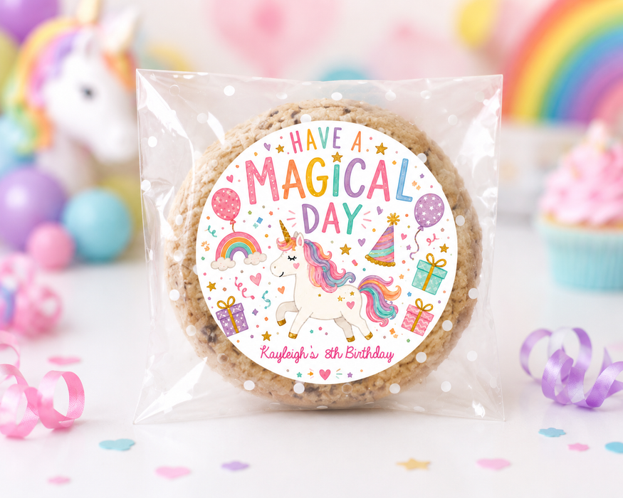 Magical Day Unicorn Birthday Stickers