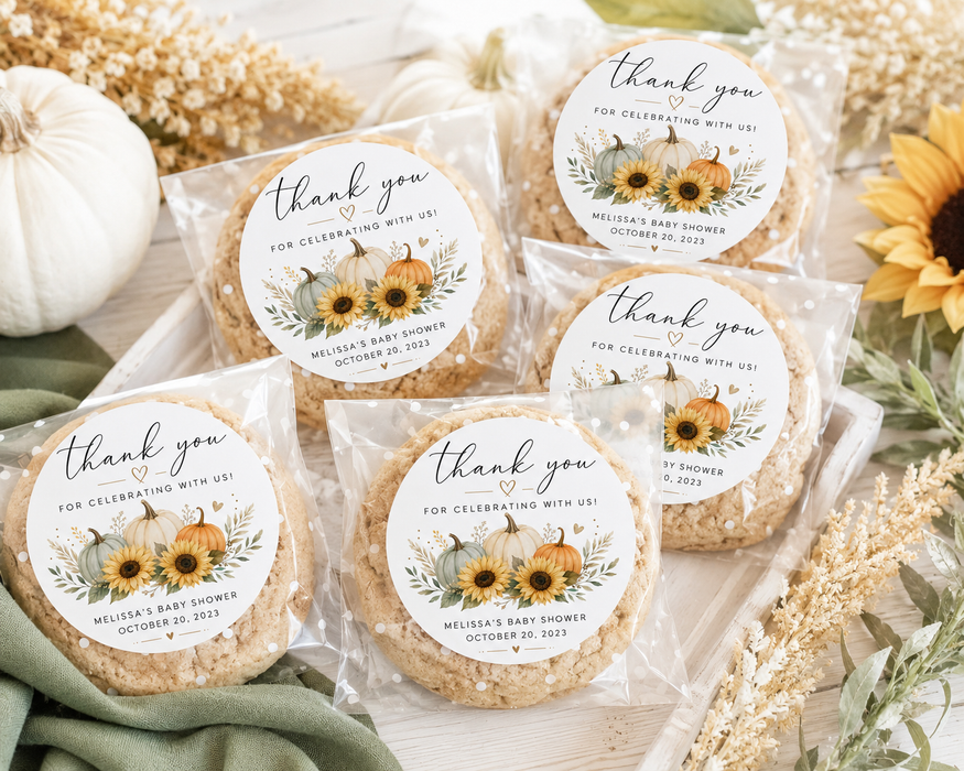 Pumpkin Sunflower Baby Shower Favor Labels
