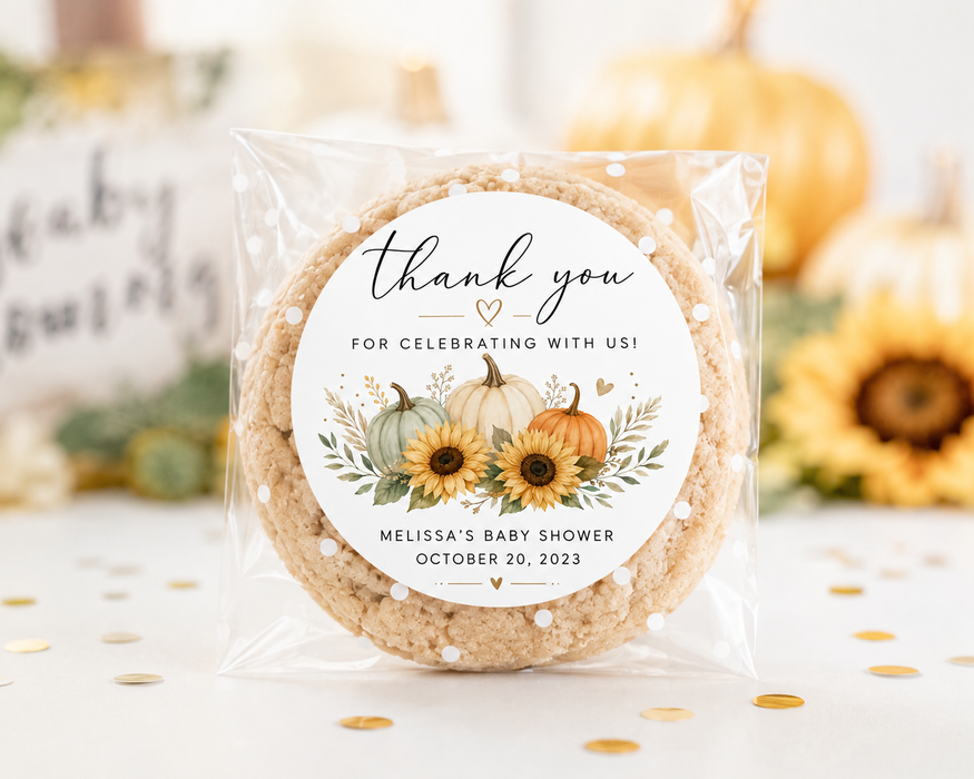 Pumpkin Sunflower Baby Shower Favor Labels