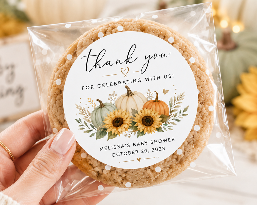 Pumpkin Sunflower Baby Shower Favor Labels