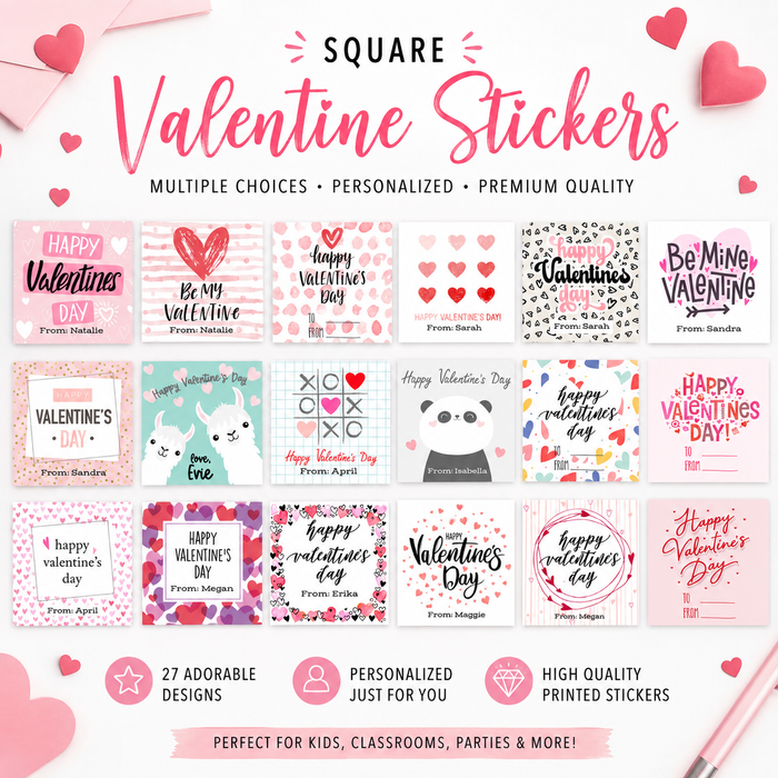 Square Valentine Favor Stickers