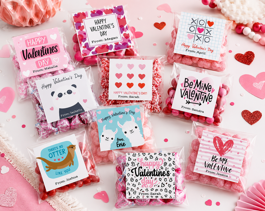 Square Valentine Favor Stickers