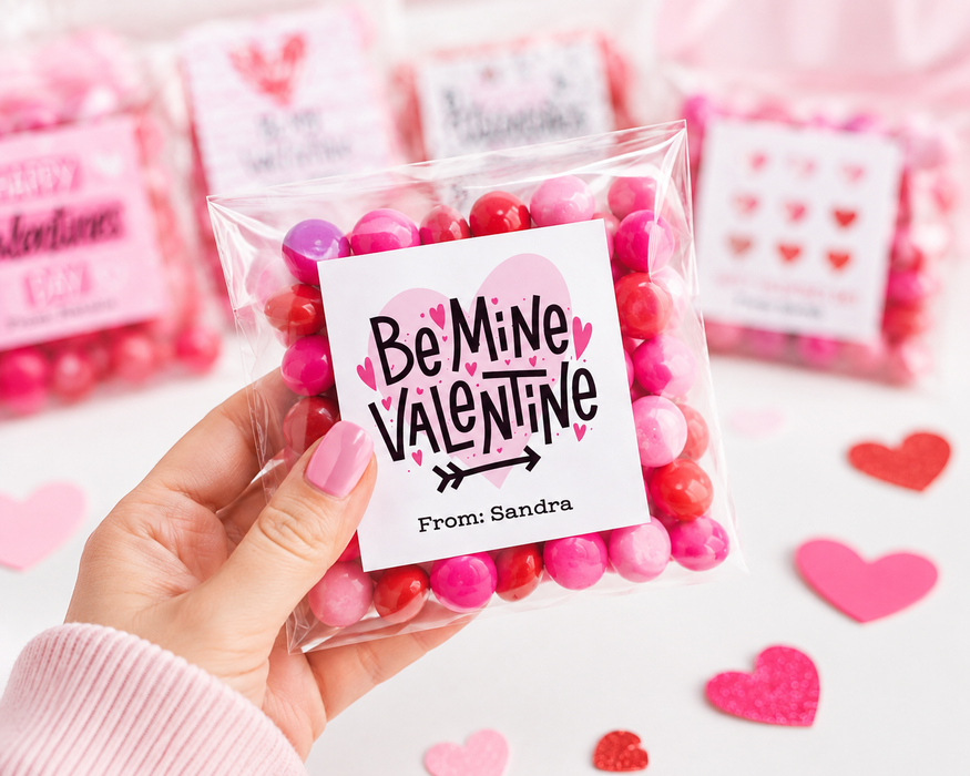 Square Valentine Favor Stickers