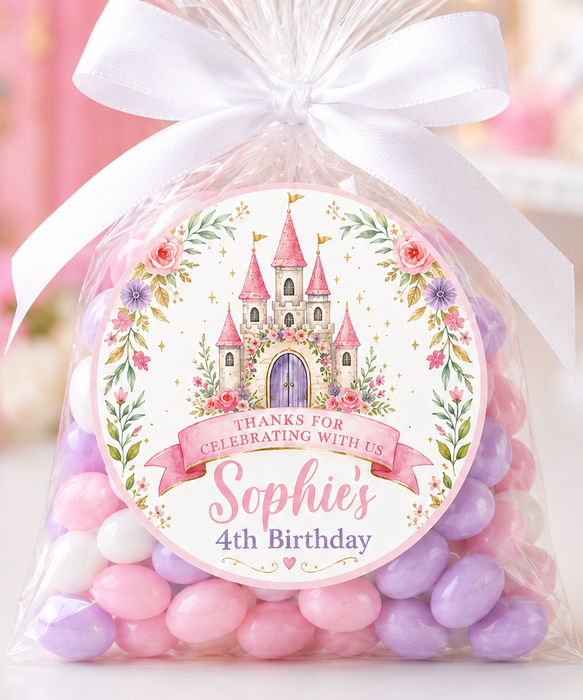 Princess Castle Birthday Stickers