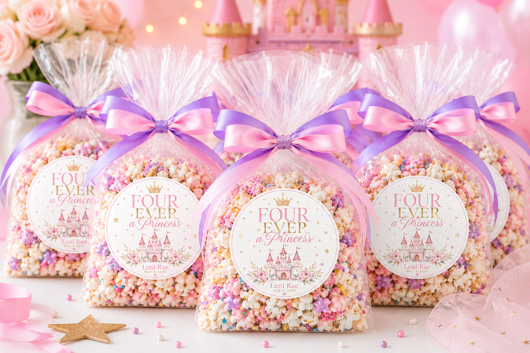 Four Ever Princess Birthday Stickers