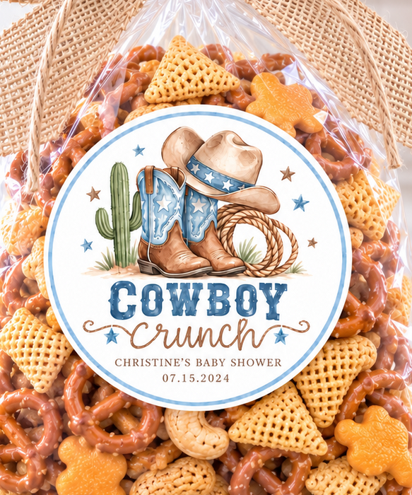 Cowboy Crunch Baby Shower Favor Labels