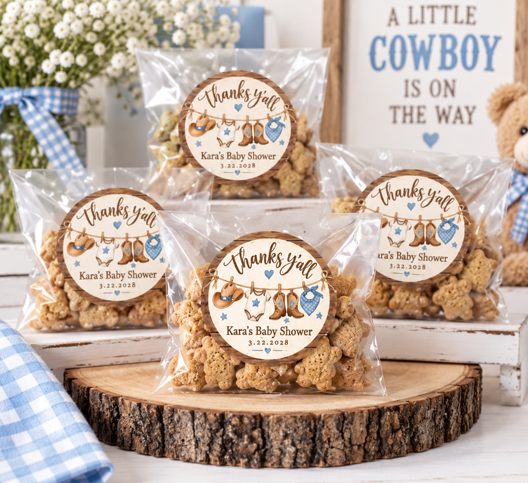 Thanks Y'all Cowboy Baby Shower Stickers