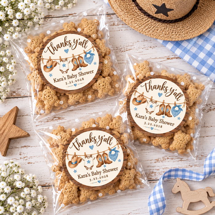 Thanks Y'all Cowboy Baby Shower Stickers