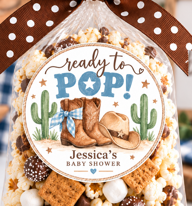 Ready to Pop Cowboy Baby Shower Stickers