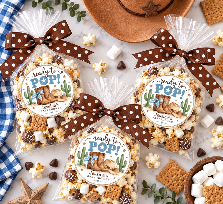 Ready to Pop Cowboy Baby Shower Stickers