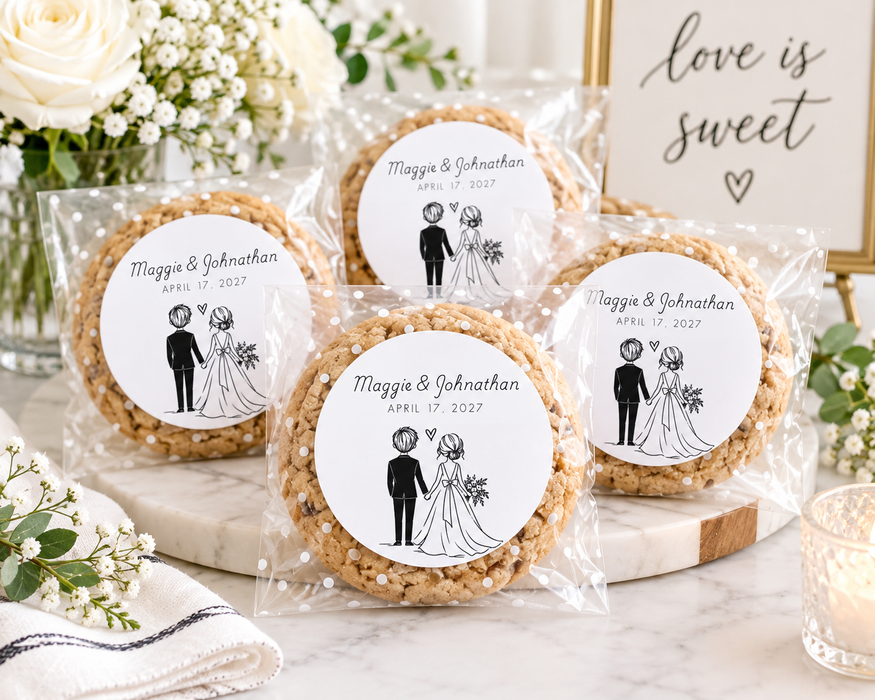 Simple Modern Bride Groom Wedding Stickers