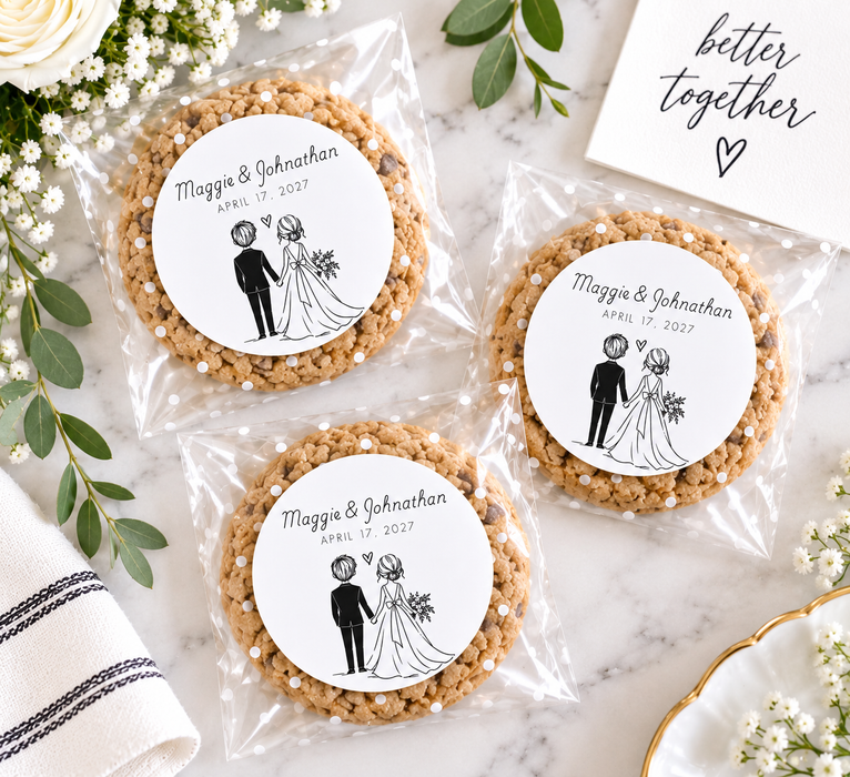 Simple Modern Bride Groom Wedding Stickers