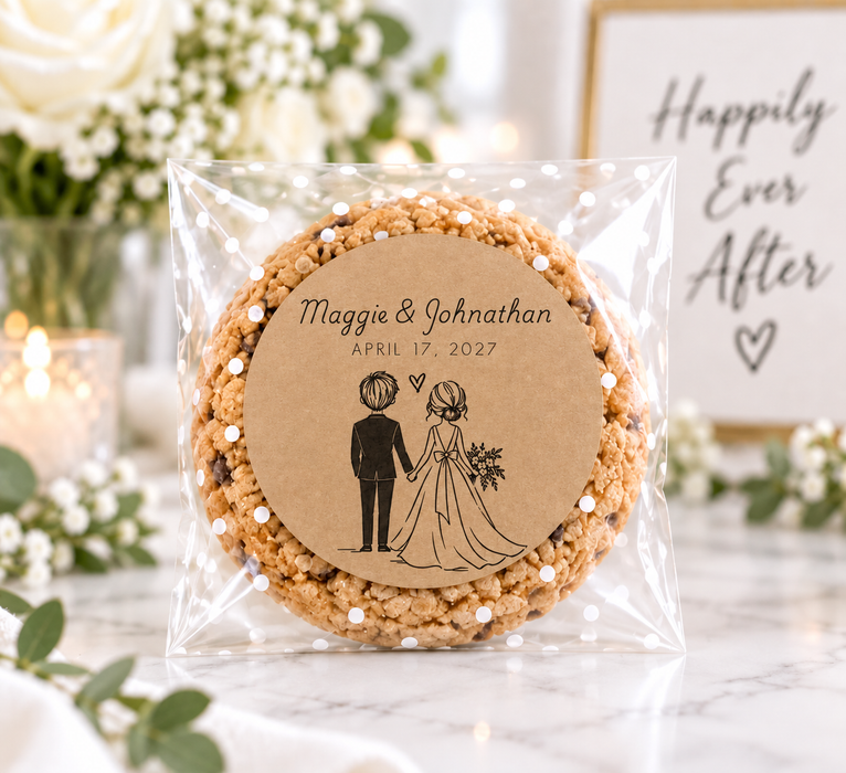 Simple Modern Bride Groom Wedding Stickers