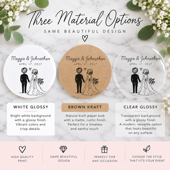 Simple Modern Bride Groom Wedding Stickers