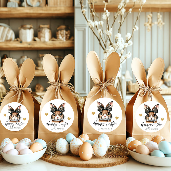 Happy Easter Stickers with Bunny Bow