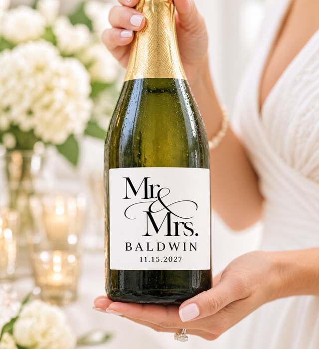 Mr & Mrs Wedding Couple Wine Labels