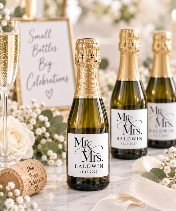 Mr & Mrs Wedding Couple Wine Labels