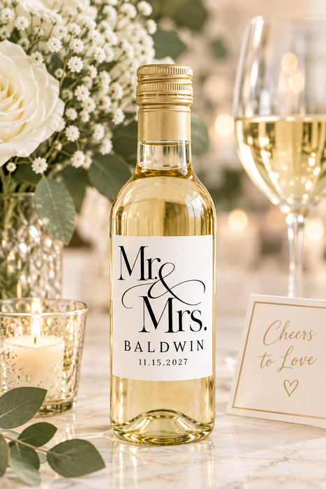 Mr & Mrs Wedding Couple Wine Labels