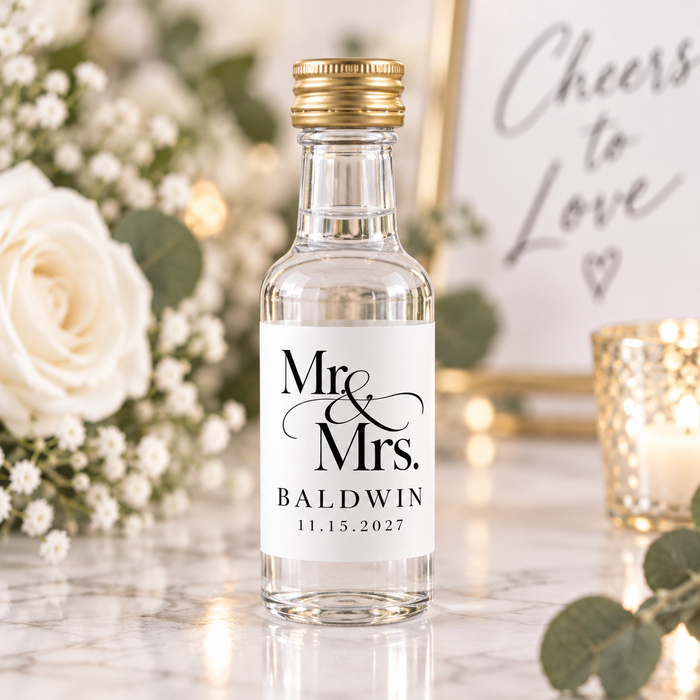 Mr & Mrs Wedding Couple Wine Labels