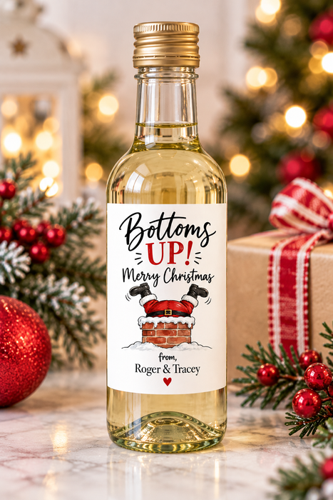 Bottoms Up Santa Christmas Wine Labels