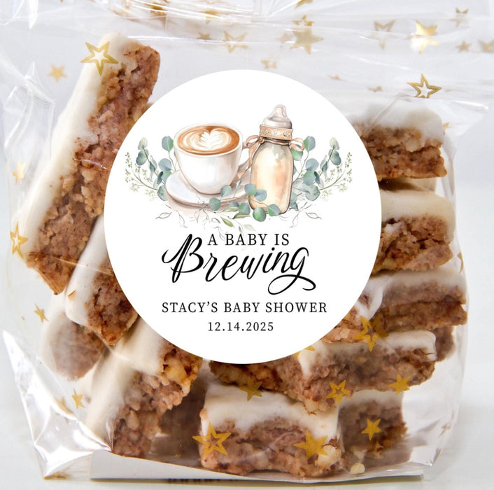 Floral Baby Brewing Shower Stickers