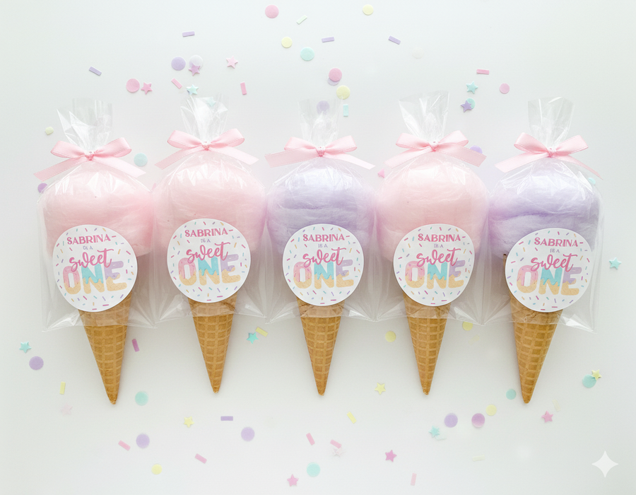 Sweet ONE Ice Cream Birthday Party Favor Stickers